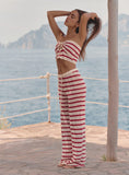 Red And White Striped Knitted Trouser