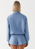 Aspen Oversized Bomber Jacket Blue