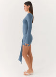 Holiday Scene Mini Dress Coastal Blue