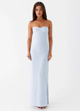 Esra Linen Strapless Maxi Dress Blue