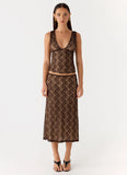 Malachie Lace Midi Skirt Chocolate