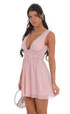 Crinkle Shimmer A line Dress in Pink