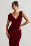 Capella Berry Asymmetric Wrap Maxi Dress