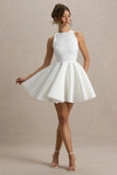 Waverly White Racer Neck Sleeveless Skater Mini Dress