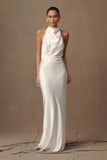 Esther Iridescent Satin Cowl Maxi Dress Ivory