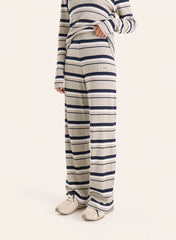 Grey And Blue Striped Ribbed Jersey Trousers