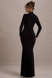 Tova Black High Neck Long Sleeve Maxi Dress