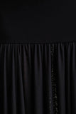 Gigi Black High Neck Maxi Dress With Drop Waist And Sheer Skirt