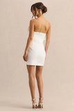 Pastoral White Ruffled Asymmetric Neck Mini Dress