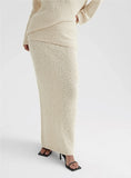Cream Boucle Knit Skirt