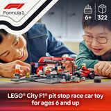 LEGO City F1 Pit Stop Pit Crew with Ferrari Car Toy Model Race Car Toy Building Playset for Kids Boys and Girls Ages 6 F1 Collectible for Fans Gift Idea for Birthdays 60443