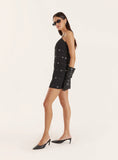 Black Embellished A Line Mini Dress