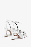 Headlines Silver Ankle Strap Heeled Sandals With Diamante Bows