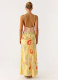 Morning Light Beaded Maxi Dress Yellow Floral Beaded