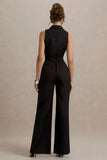 Trixie Black Plunge Neck Tailored Jumpsuit