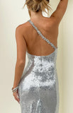 Riella Silver Sequin Maxi Dress