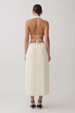 Thien Cowl Halter Midi Dress Ivory