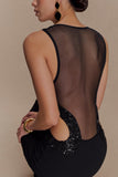 Angelique Beaded Crepe Maxi Dress Black