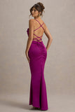 Gia Dark Pink Satin Cowl Neck Maxi Dress