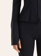 Black Peplum Hem Gym Jacket