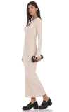 Ribbed Open Back Maxi Dress in Cream