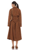 Faux Leather Trench Coat in Camel