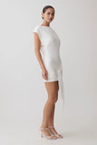Maiara Shortsleeve Slinky Tie Mini Dress White