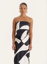 Abstract Print Satin Bandeau Top