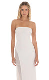 Strapless Mesh Sequin Slit in White
