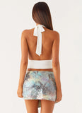 Loranza Sequin Mini Skirt Sea Splash