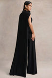Seema Black High Neck Jumpsuit With Cape