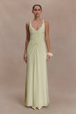 Perrie Slinky Ruched Maxi Dress Pastel Lime