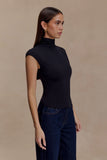 Freesia High Neck Sleeveless Top Black