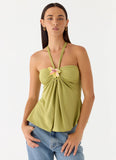 Corah Halter Top Green Olive