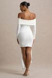 Essie White Bardot Wrap Mini Dress With Sash Detail