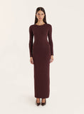 Chocolate Knitted Embellished Maxi Skirt