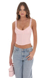 Ruffle Scoop Corset Top in Pink