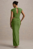 Pia Green Short Sleeve Maxi Dress With Cut Out