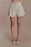 Martine Pleated Linen Short Natural