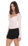Long Sleeve Twist Top in Pink