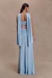 Pilar Strapless Satin And Lace Maxi Dress Cornflower Blue