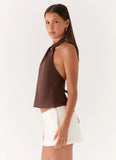 Maddox Scarf Top Chocolate
