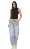 Mesh Ruched Top in Black