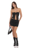 Sequin Strapless Two Piece Set in Black