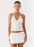 Lori beaded Halter Top Ivory