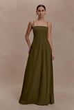 Sofie Pintuck Linen Maxi Dress Khaki
