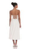 Lace Bust A Line Midi Dress in White