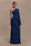 Vivica Slinky Gathered Maxi Skirt Midnight Navy