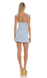 Jacquard Ruffle Dress Blue