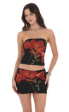 Mesh Floral Tube Top in Black